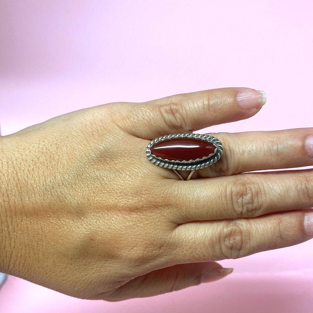 Carnelian and Sterling Silver Navajo Ring