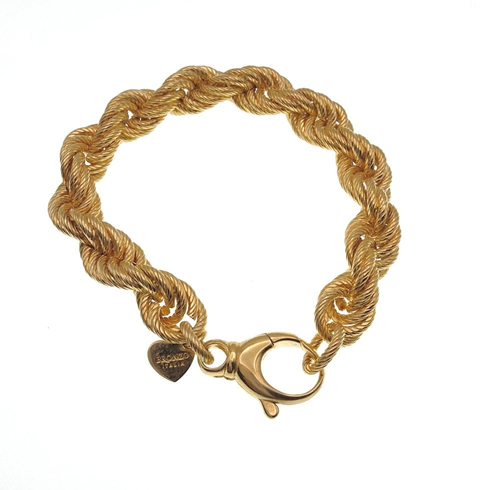 Milor Bronze Italy Chunky Twisted Chain Bracelet Size 7.5