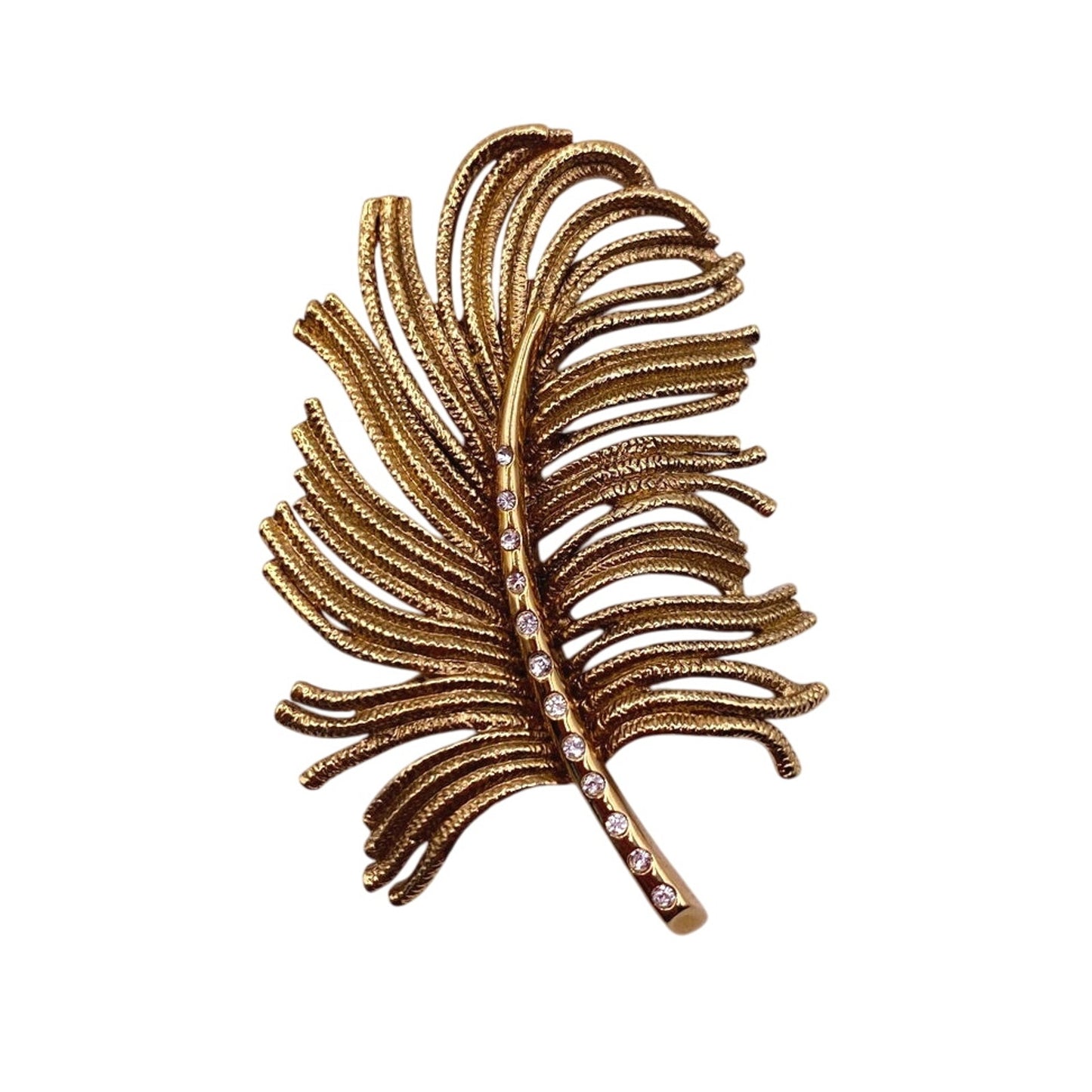 Monet leave Brooch Gold Tone with Rhinestones