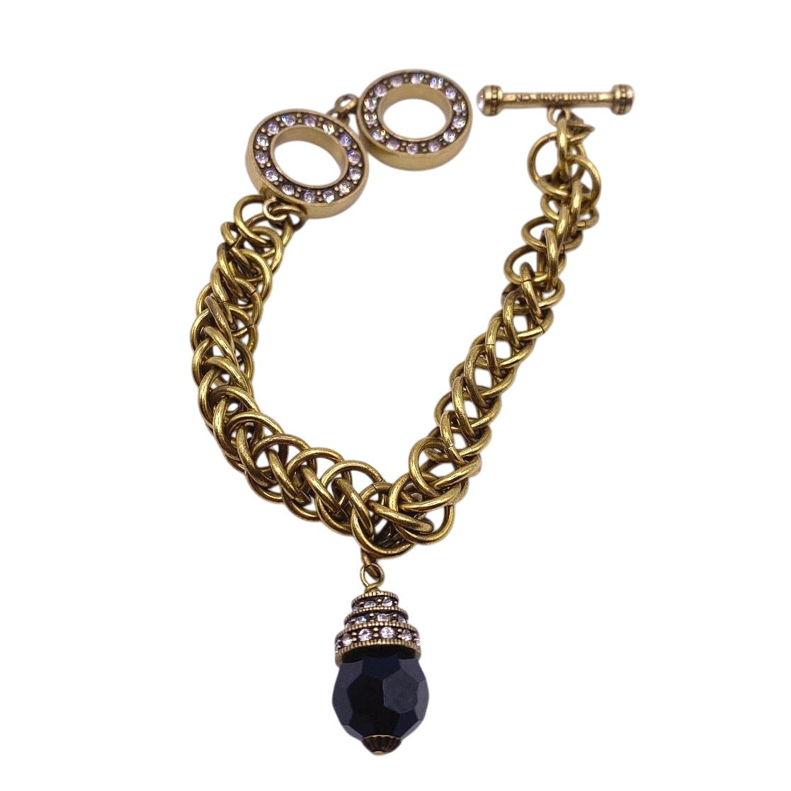Heidi Daus Bracelet Black Crystal Charm Toggle Closure
