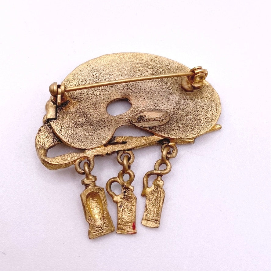 Vintage Danecraft Gold -Tone Artist Pallet Brooch Pin