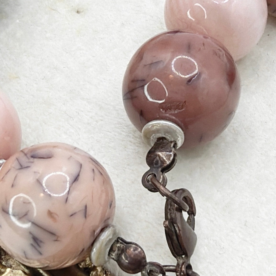 Vintage Lucite Confetti 12mm Beads Necklace 16”