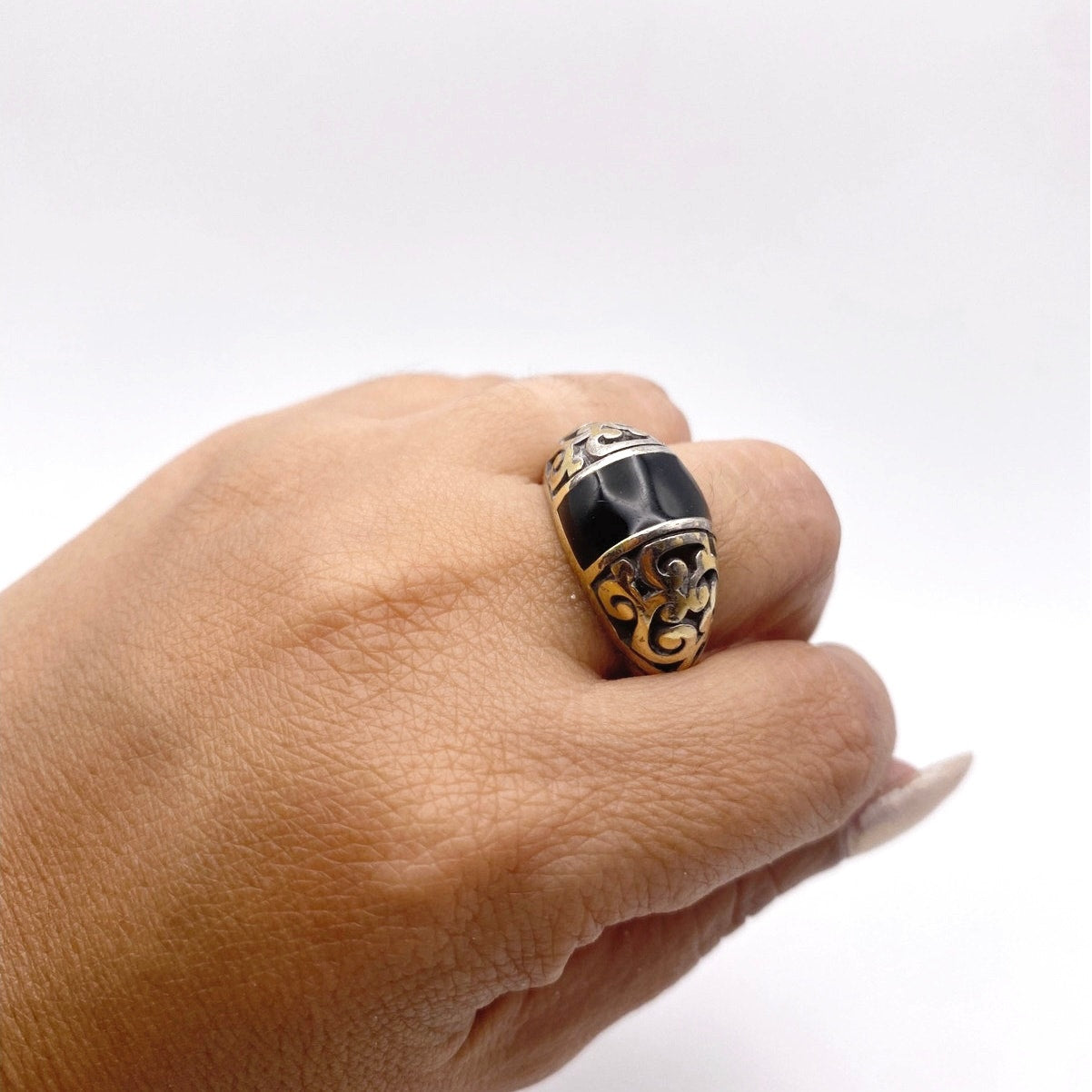 Brighton Sterling Silver And Black Onyx Ring 9”