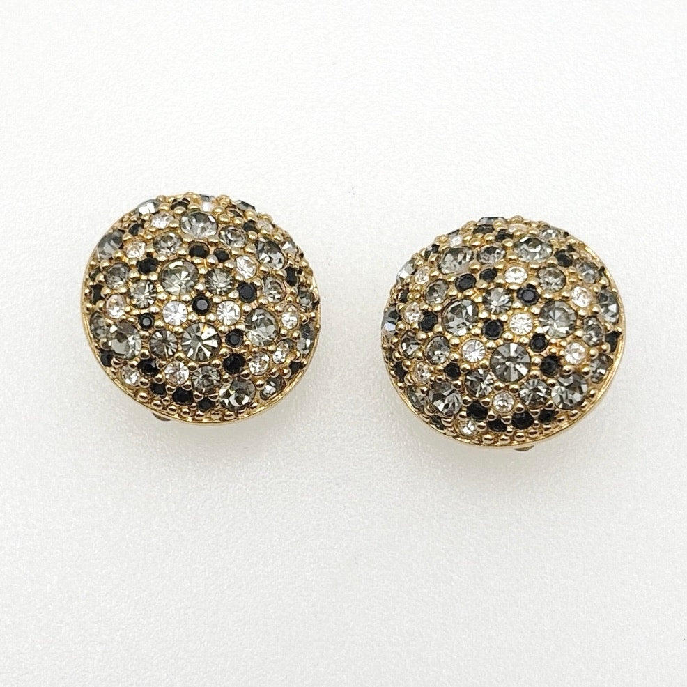 Swarovski Signed Vintage Clip On Earrings Pave Crystals