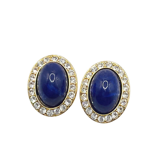 Blue Lucite and Rhinestones Kenneth Jay Lane KJL Earrings