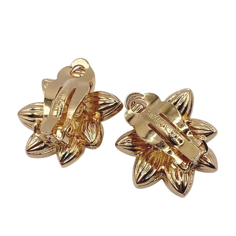 Swarovski VTG Flower ClipOn Earrings