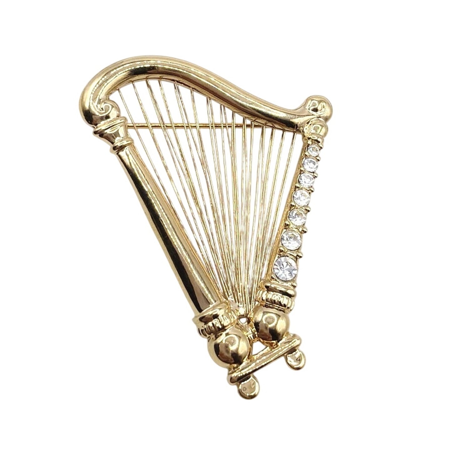 Vintage Harp Brooch Gold Tone 2”