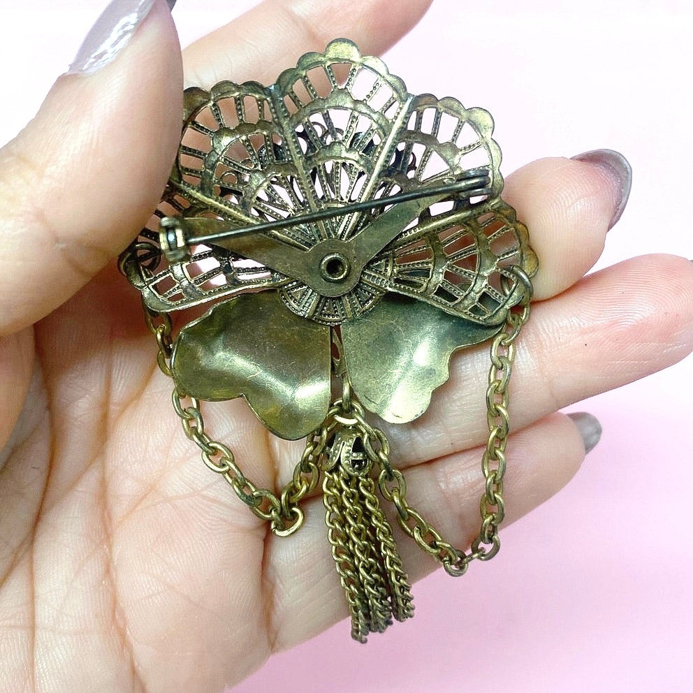 Art Deco Brooch Czech Glass Stone