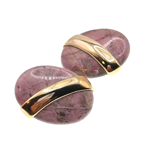Rhodochrosite Stone Chunky Pierced Earrings 1.5”