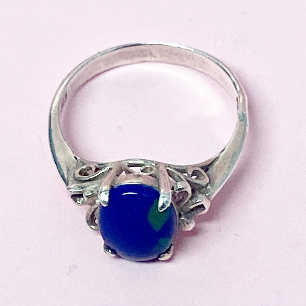 Navajo St Silver and Azurite Malachite Ring