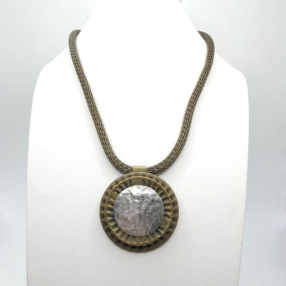 Vintage Marjorie Baer Signed Brass Art Necklace 18"