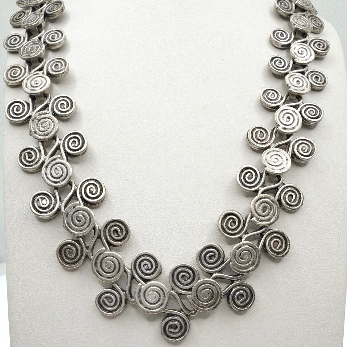 Silver Tone Vintage Arabic Art Metal Adjustable Necklace 22”
