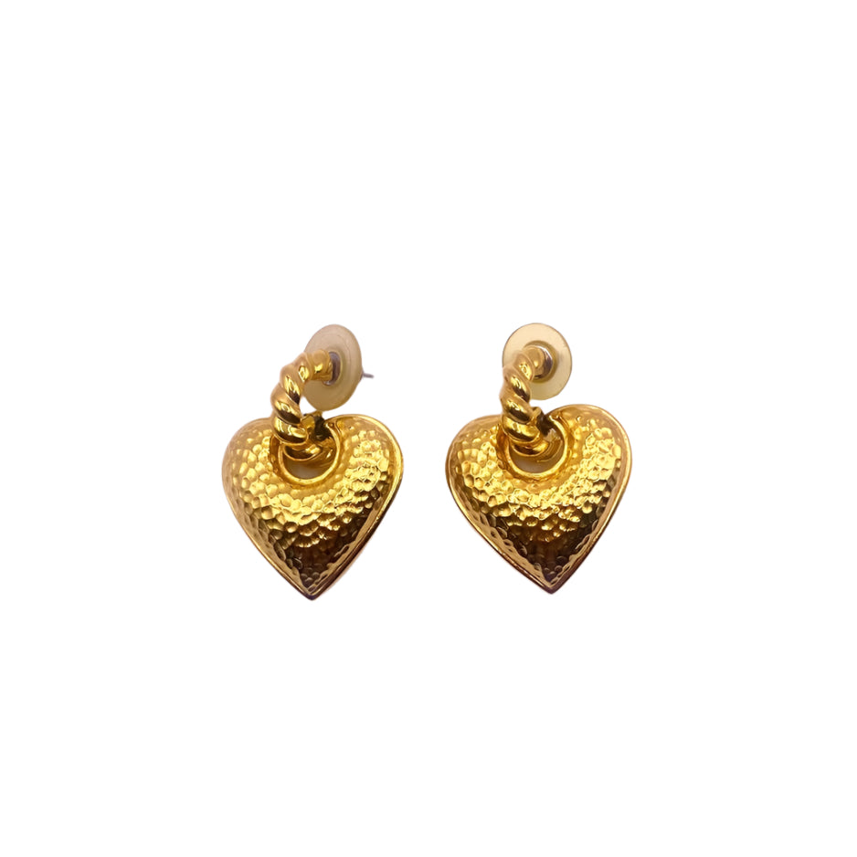 Vtg Dangling Hearts Studs Earrings