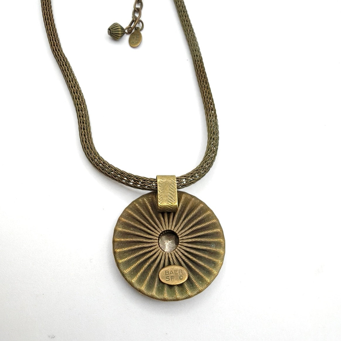 Vintage Marjorie Baer Signed Brass Art Necklace 18"