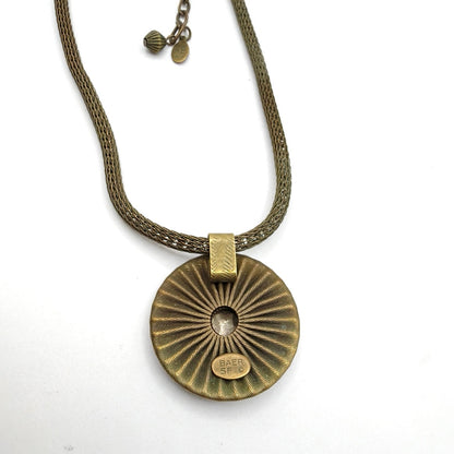 Vintage Marjorie Baer Signed Brass Art Necklace 18"
