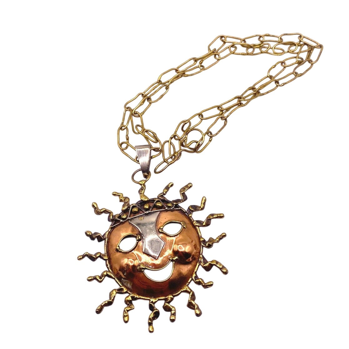 VTG Mixed Metal Sun Pendant Necklace