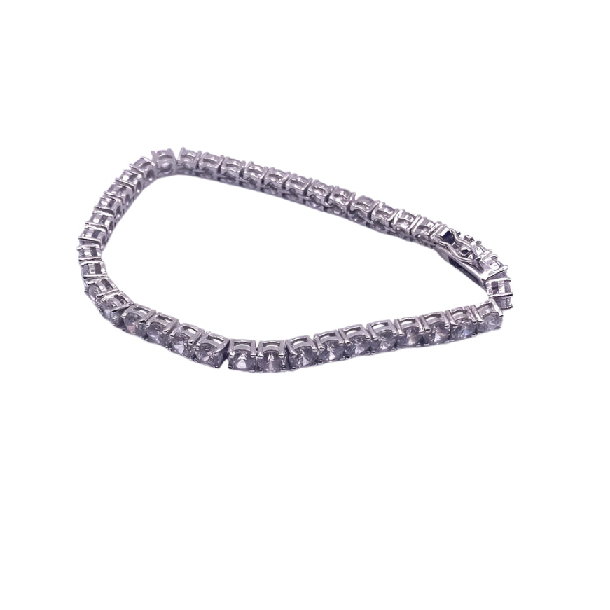 Silver Plated Rhodium Tennis Bracelet C Z Crystals