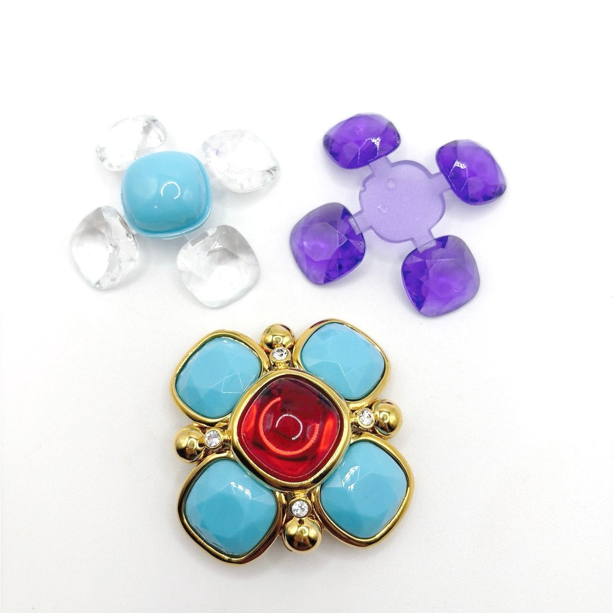 Joan Rivers Maltese Cross Gold Tone Exchangeable Lucite Cabochon Brooch