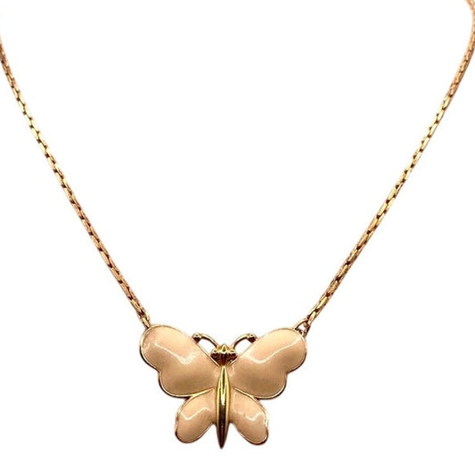 Monet  Necklace 14" with Enamel Butterfly