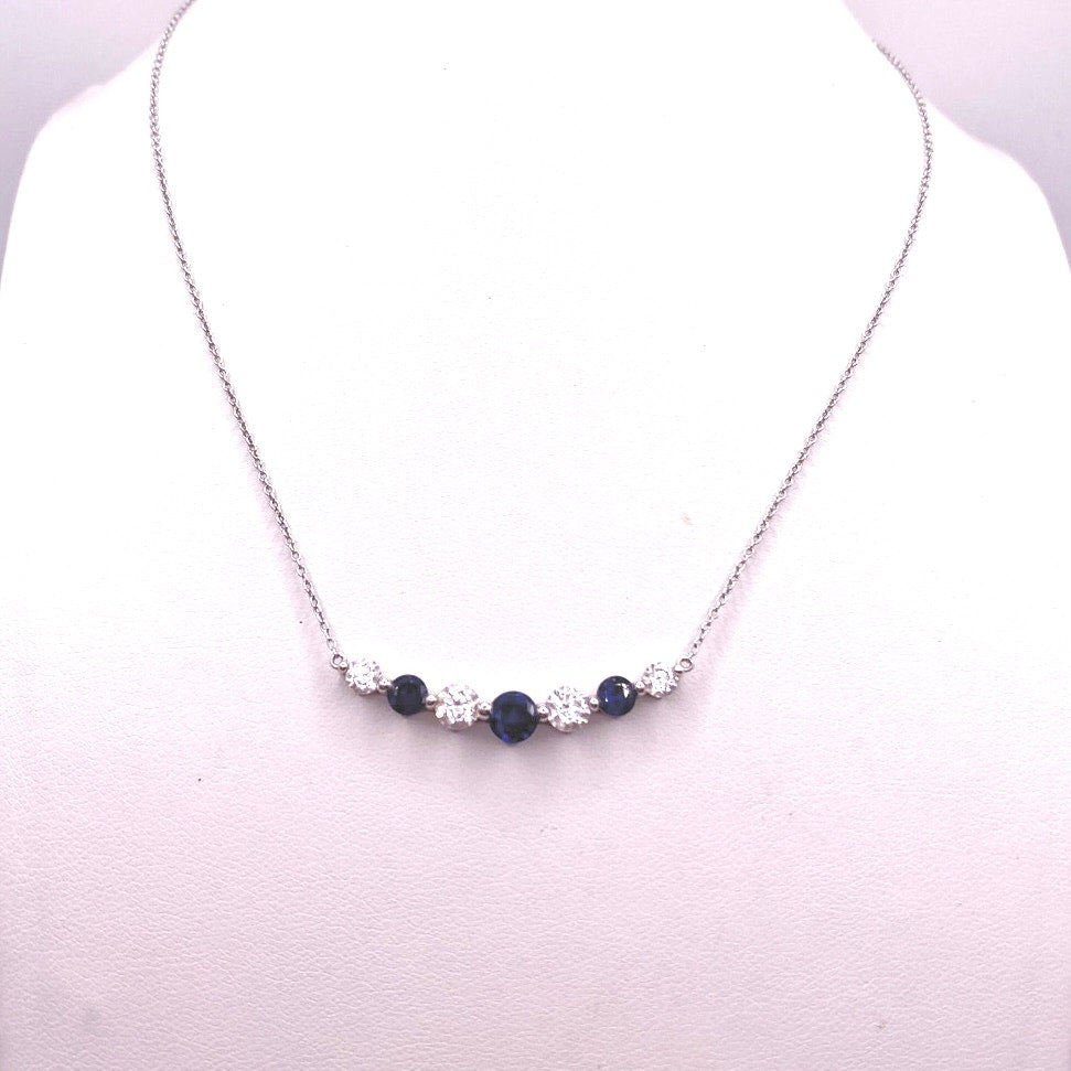 Lafonn Signed Slicing Adjustable Necklace/Choker Sterling Silver and Lab Sapphire