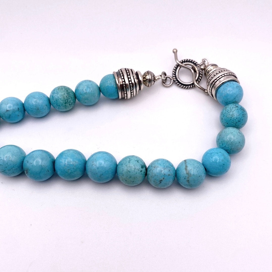 Sleeping Beauty Turquoise XL Vintage Necklace 26” Sterling Silver Closure