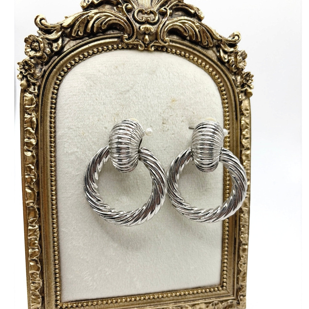 Statement Clip on Vintage Earrings Door Knocker Style 2”