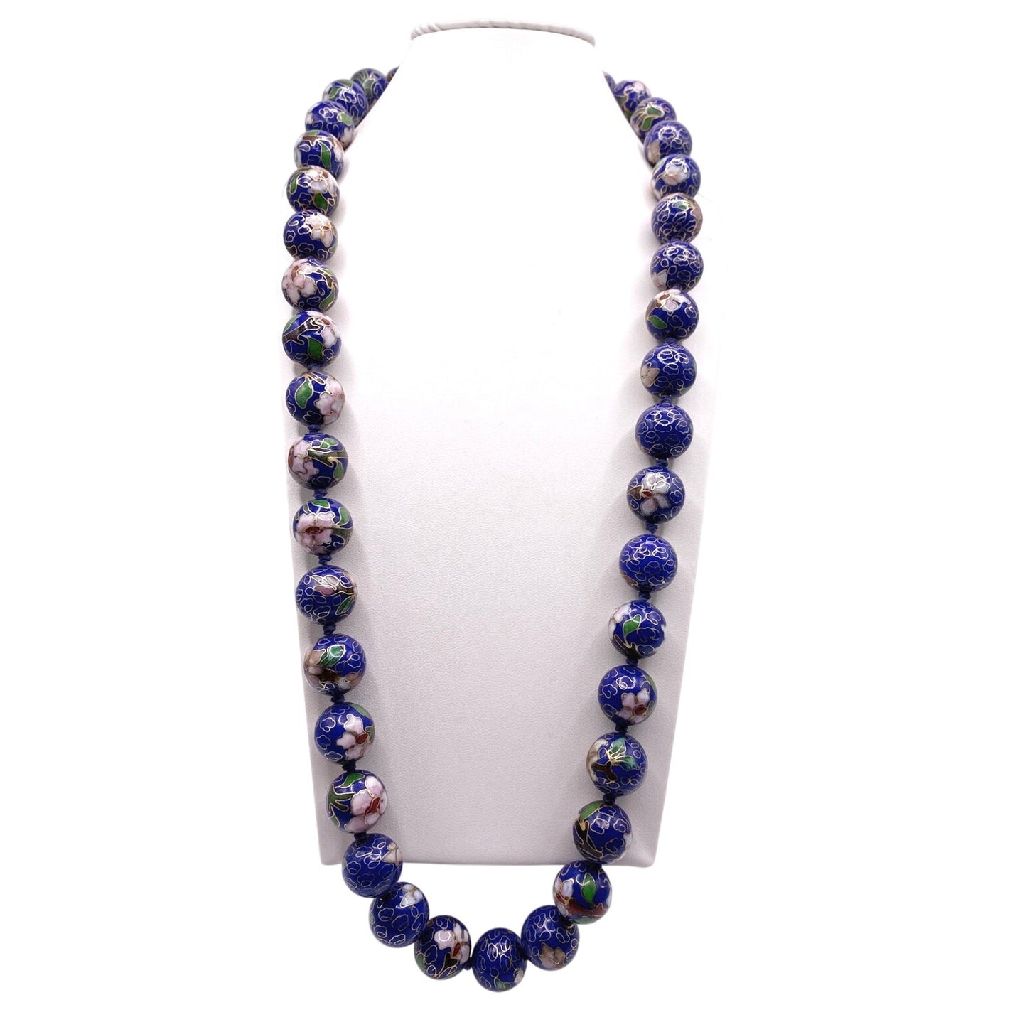 Vintage Chinese Cloisonné 8cm Beads Necklace 24”