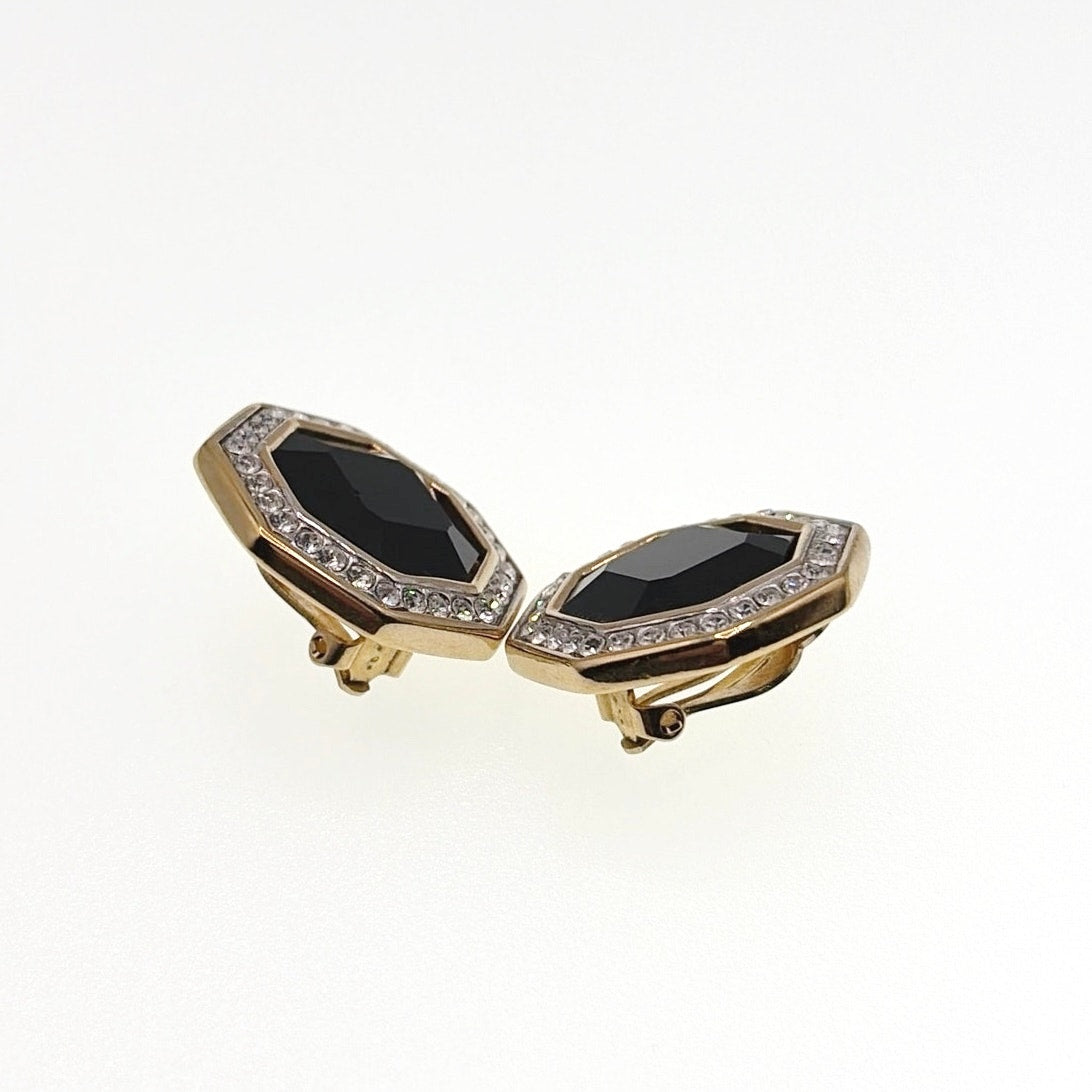 SAL Vintage Clip On Earrings With Rhinestones