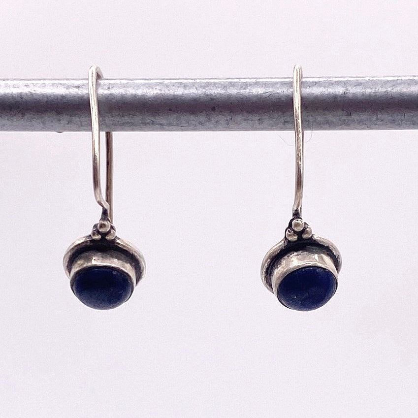 Vintage Sterling Silver and Lapis Lazuli Dainty Earrings