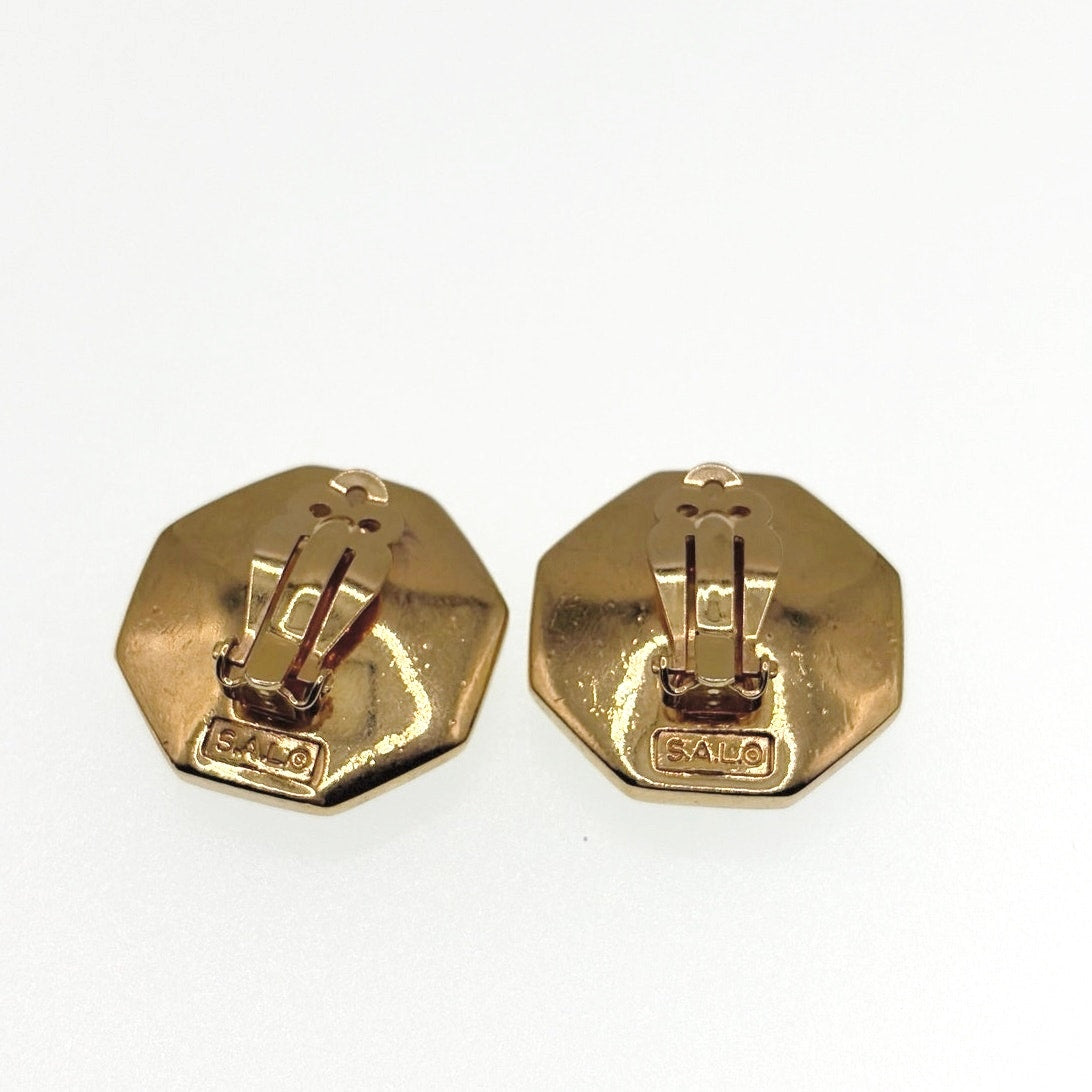 SAL Vintage Clip On Earrings With Rhinestones