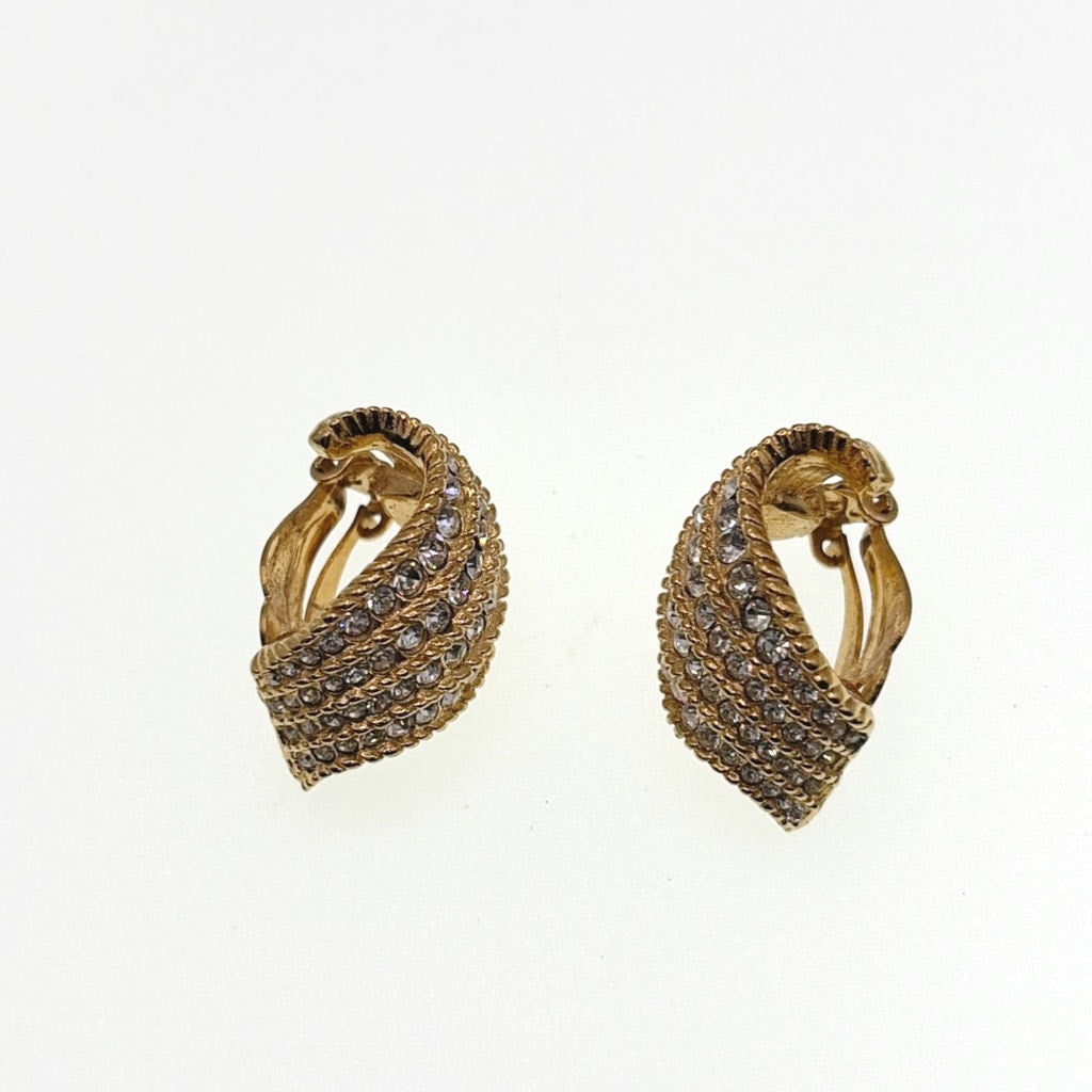 Vintage Signed Jarin Clip On Earrings Swarovski Crystals