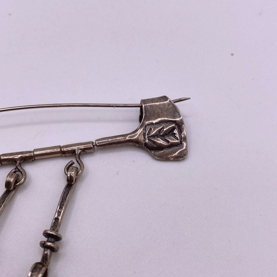 Sterling Silver Modernist Artesian Large Pin 3” Signed and Marked by Artist