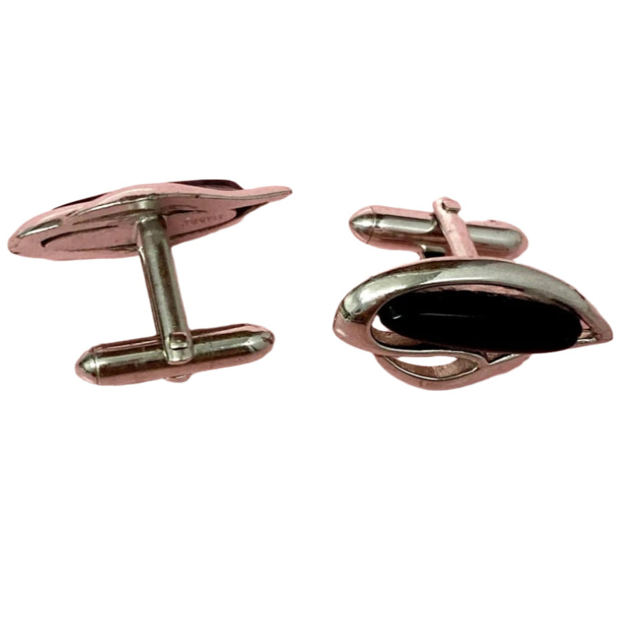 Vintage Swank Cufflinks Silver and Black