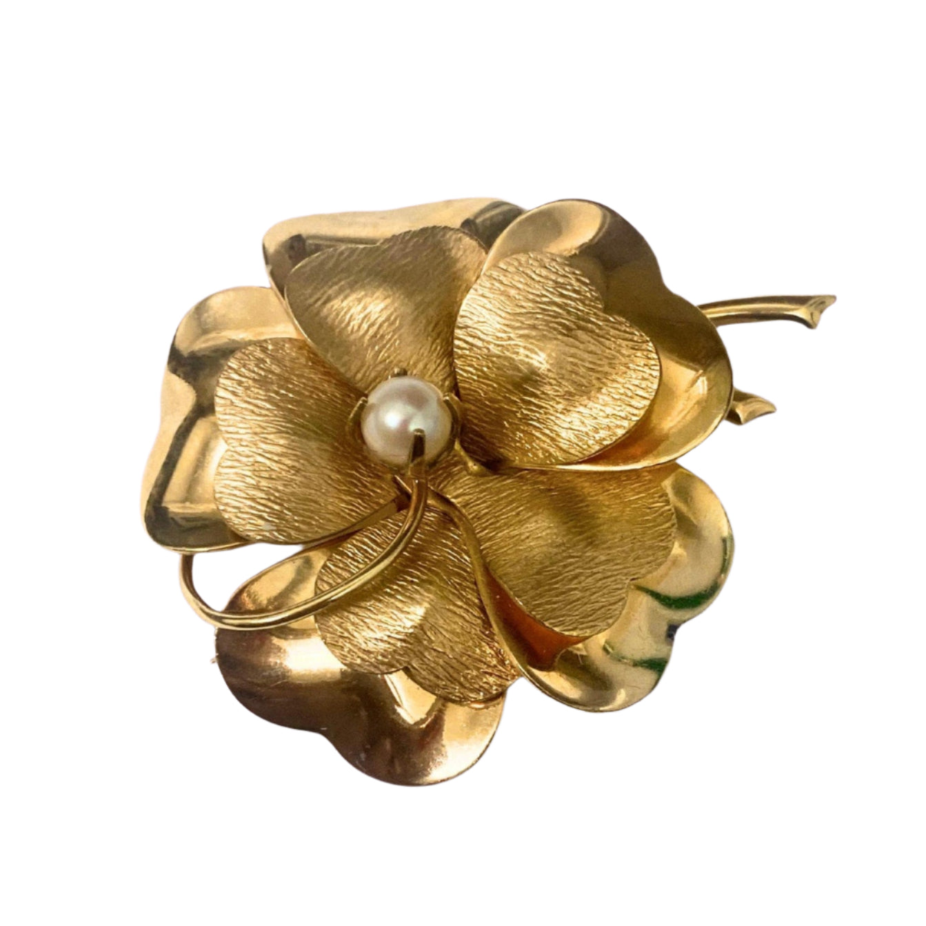 Vintage Arrowhead Brooch 12k Gold Filled Dimentional Flower