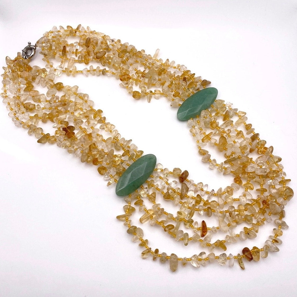 Vintage Multi strand Citrine Chips Gemstones And Green Aventurine large Stones