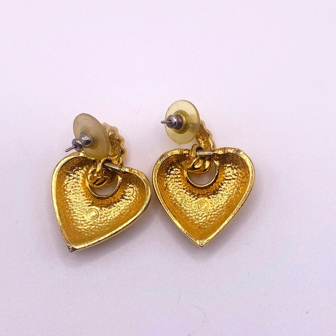 Vtg Dangling Hearts Studs Earrings