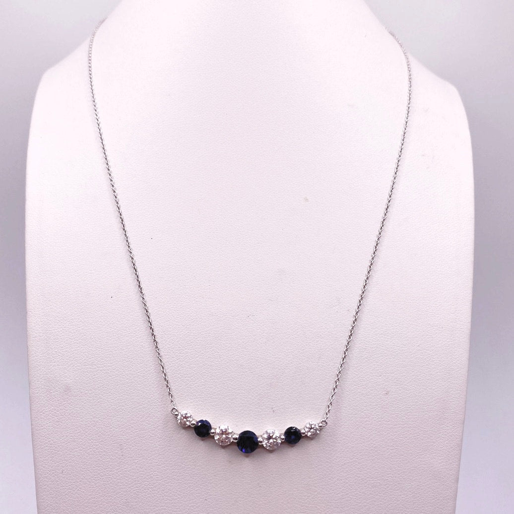 Lafonn Signed Slicing Adjustable Necklace/Choker Sterling Silver and Lab Sapphire