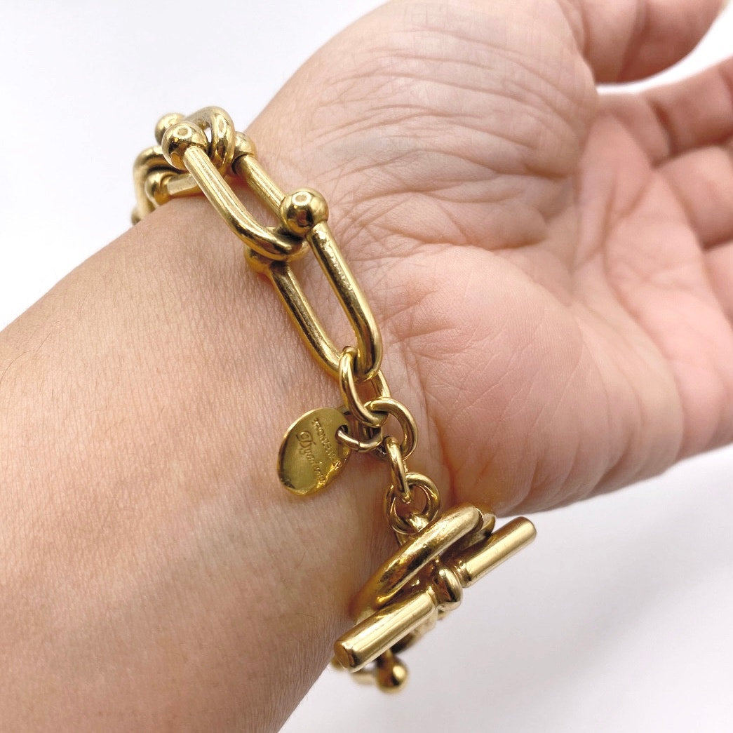 Bronze Italy Dyadema Gold Tone Chunky Bracelet 8”
