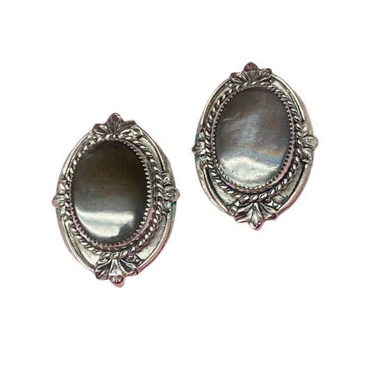 Whiting & Davis Abalone Clip On Earrings