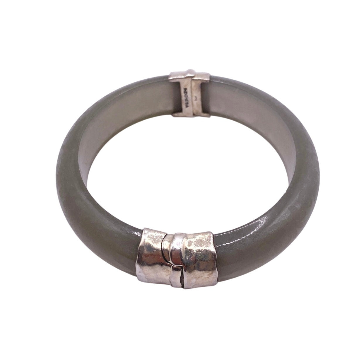 Silpada Sterling Silver Gray Resin Engraved Bangle Bracelet