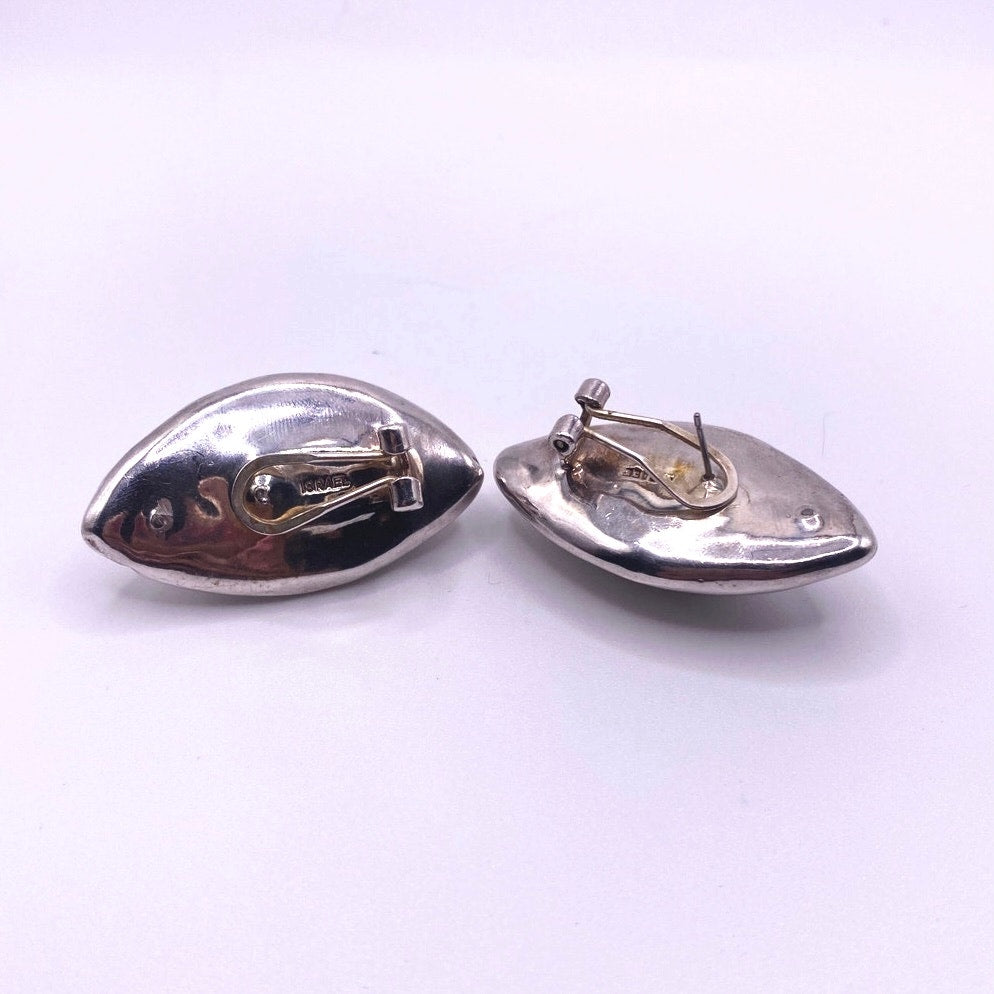 St Silver Israel Pierced Clip Earrings