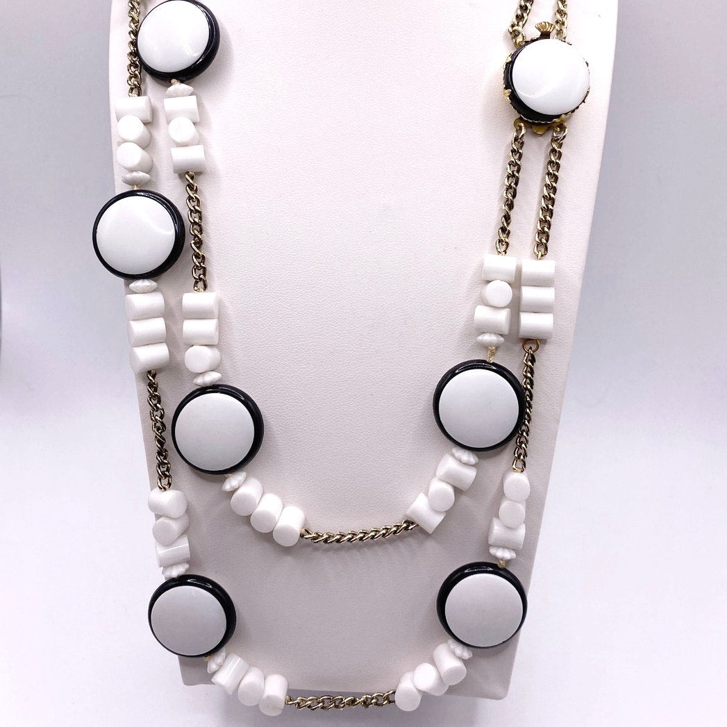 West Germany Black and White Plastic Necklace