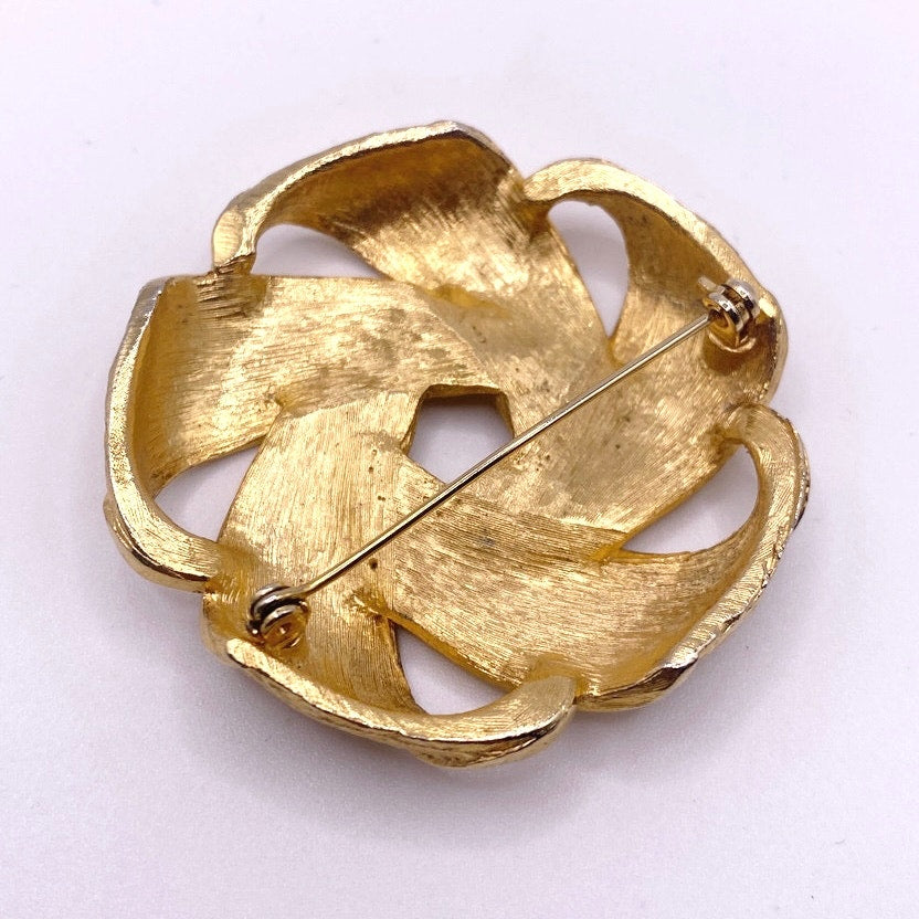 Vintage Gold Tone Large Knotted Brooch Unsigned