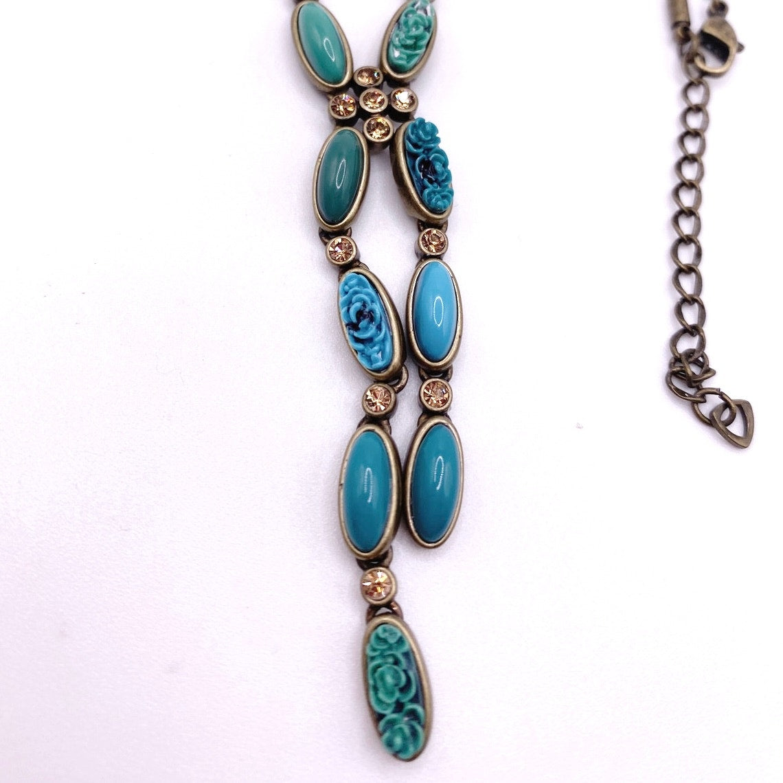 Vintage Liz Claiborne Turquoise Blue Tone Y Necklace