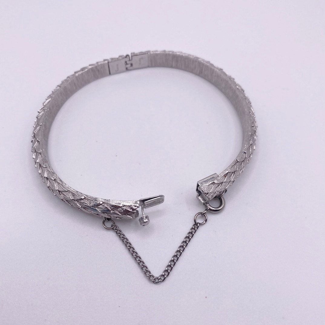 Trifari Bracelet with Safety Chain Silver Tone