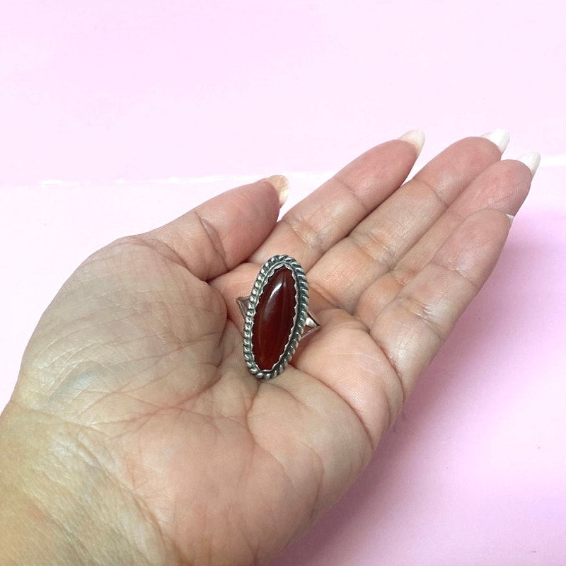 Carnelian and Sterling Silver Navajo Ring