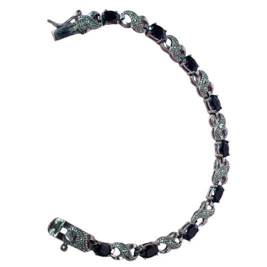 Silver Plated and Onyx Tennis Bracelet