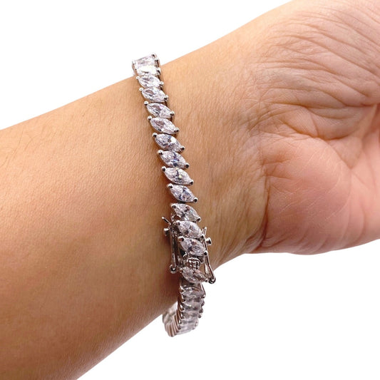 Dazzling Ice CZ Over Rhodium Tennis Bracelet