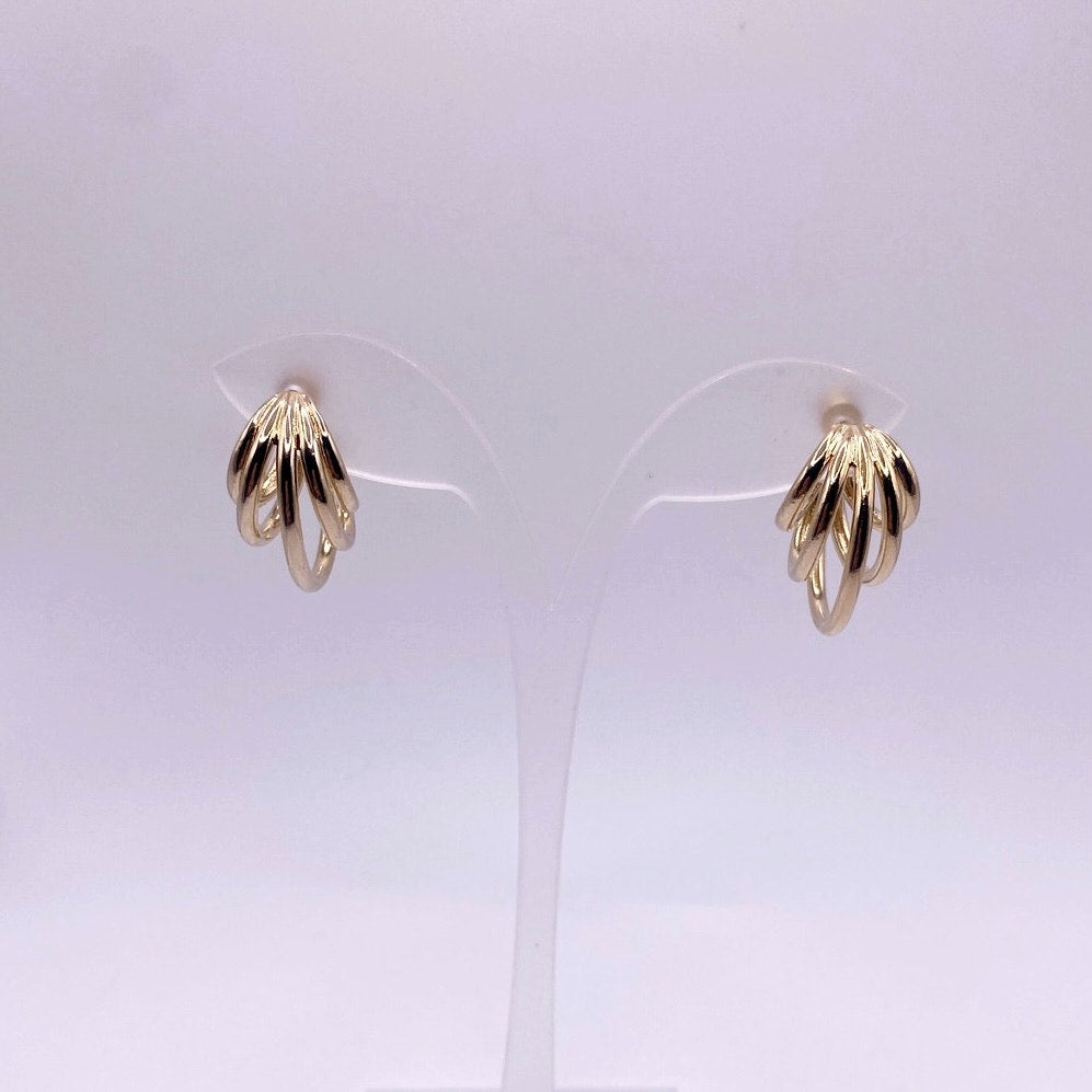 Jennifer Fisher Triple Lilly Hoops 14k Solid Gold Posts