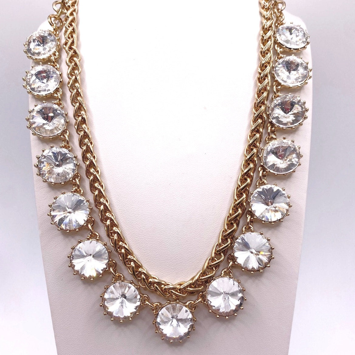 Vintage Ravioli Rhinestones Adjustable Necklace